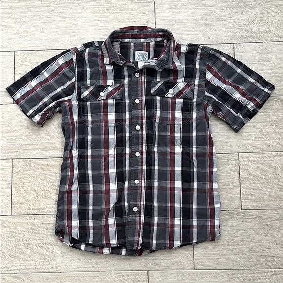 Canyon River Blues Other - Canyon River Blues Boys Red and Gray Plaid Button Down Dress Shirt Two Pocket